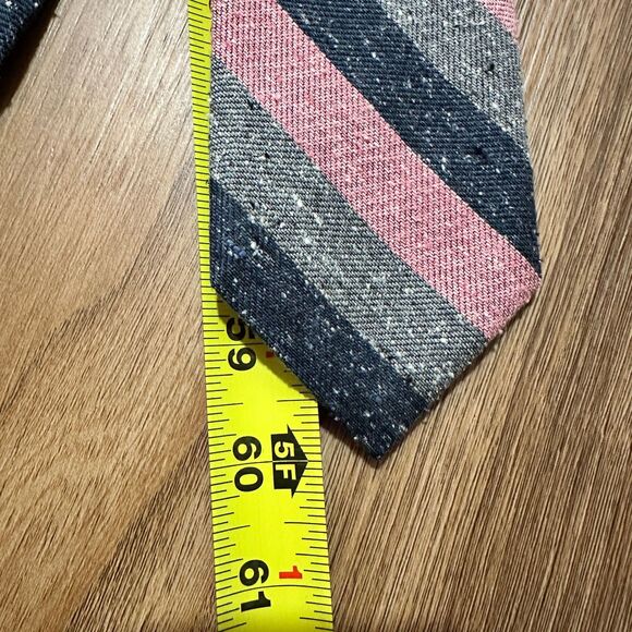 The Tie Bar Gray Navy Pink Striped Tie Length: 60" - Picture 4 of 4